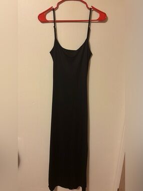 Heart Hips Black Maxi Slip Dress with Spaghetti Straps